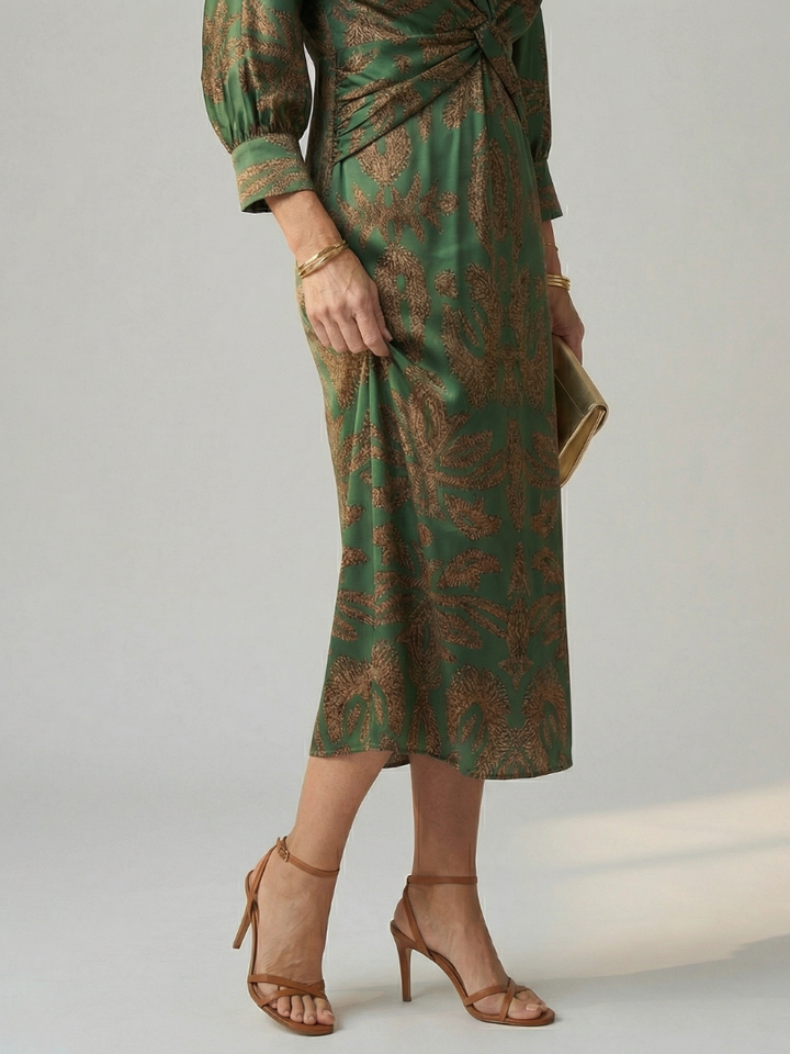 LUNE | NATURAL WRAP MIDI DRESS
