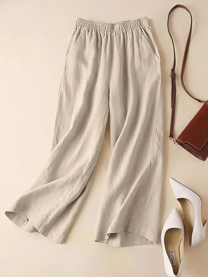 ARLENA | COTTON LINEN WIDE-LEG TROUSERS