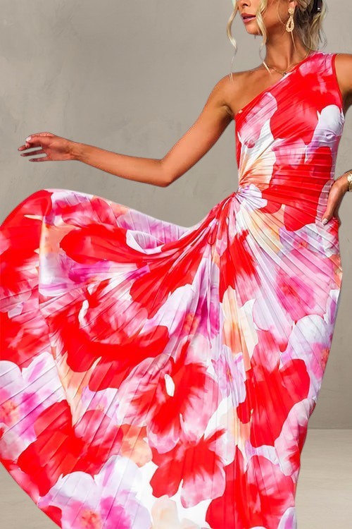 ISABELLE | ONE-SHOULDER FLORAL RUCHED MAXI DRESS