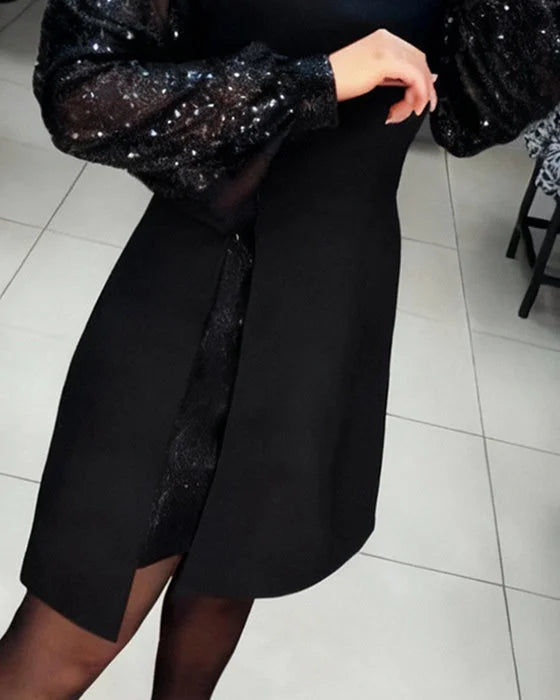 IWONA | PUFF SLEEVE SILHOUETTE DRESS