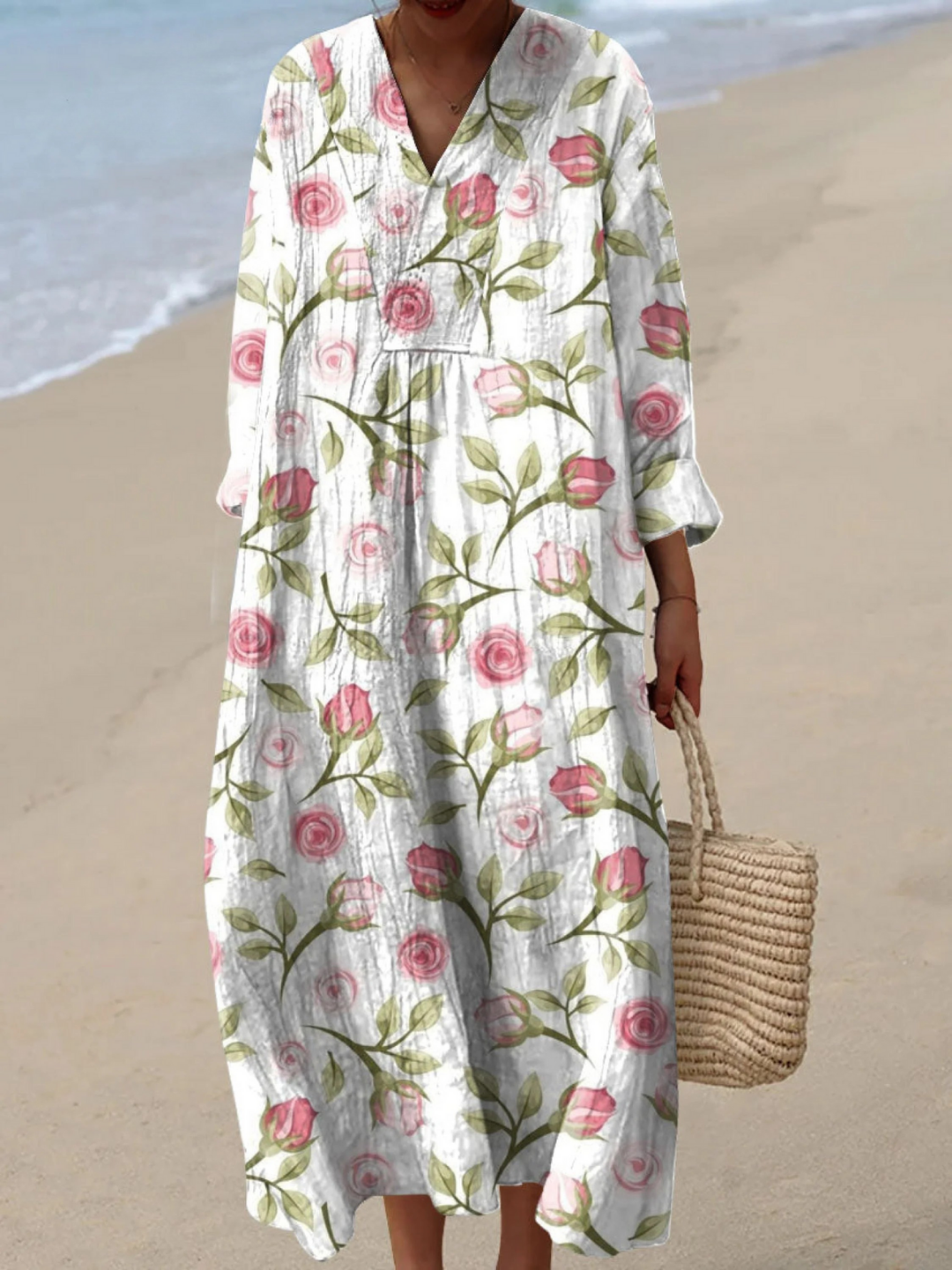 FIONA | SIMPLE ROSE FLOWER ART PRINT DRESS