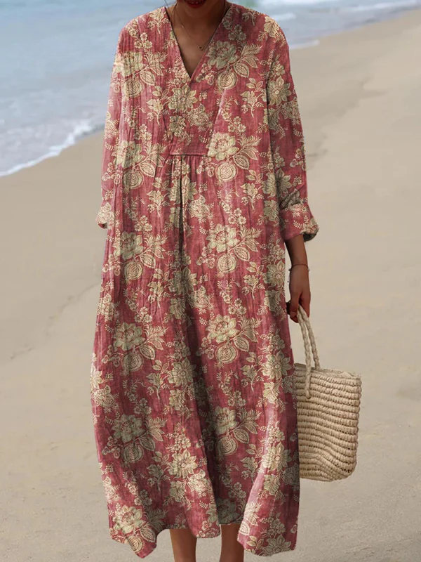 DROZJ | VINTAGE LOVELY FLORAL ART PRINT DRESS