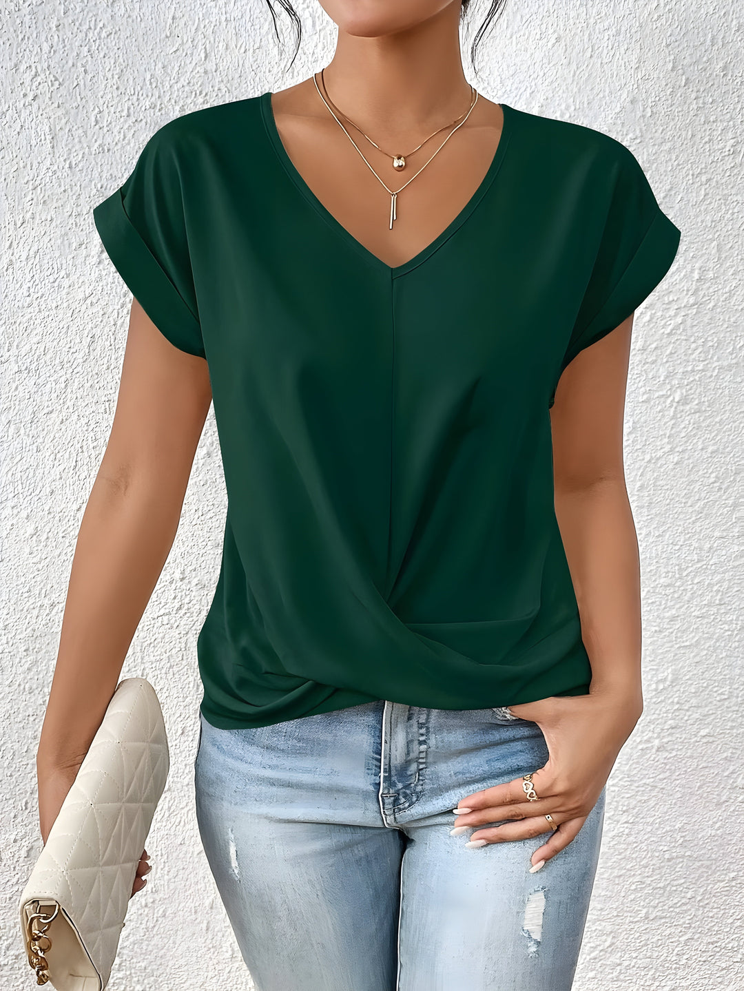 MAYA – V-NECK TOP WITH TWIST DETAIL