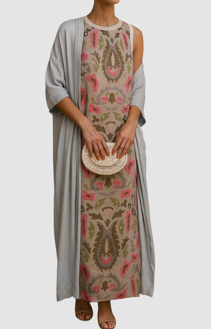 ELAINE | PRINTED MAXI DRESS & MATCHING VEST SET