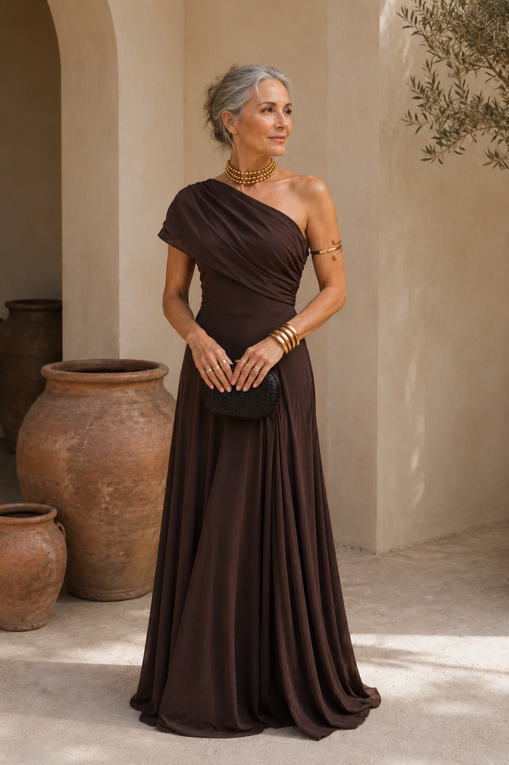 MIRELLA | CHOCOLATE BROWN FLOW DRESS