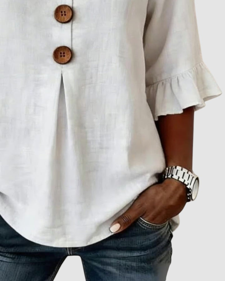 SOPHIA | LINEN BLEND BUTTON BLOUSE