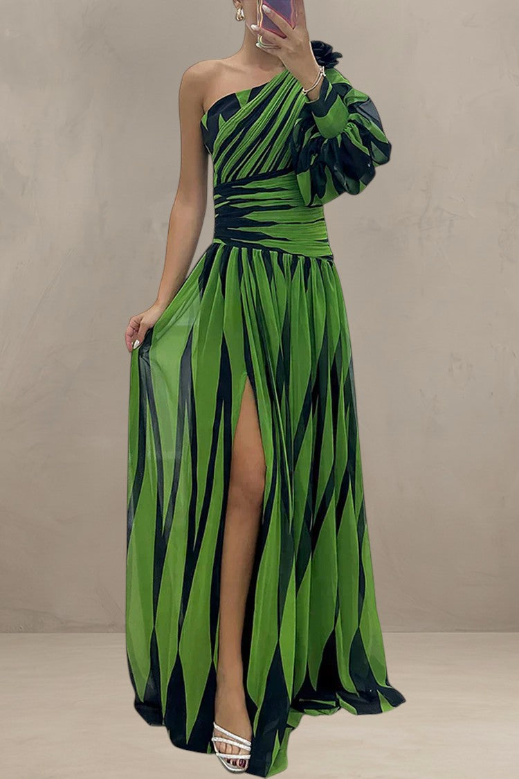 SANDRA | OFF-SHOULDER STRIPED MAXI DRESS