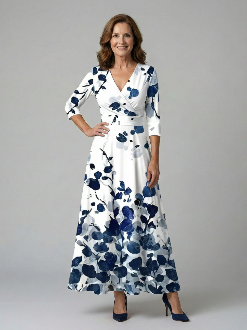 CELINE | CROSS-WRAP NECK MIDI DRESS