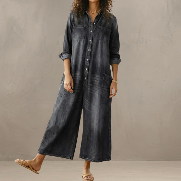 DIANA | VINTAGE DENIM JUMPSUIT WITH BUTTONS