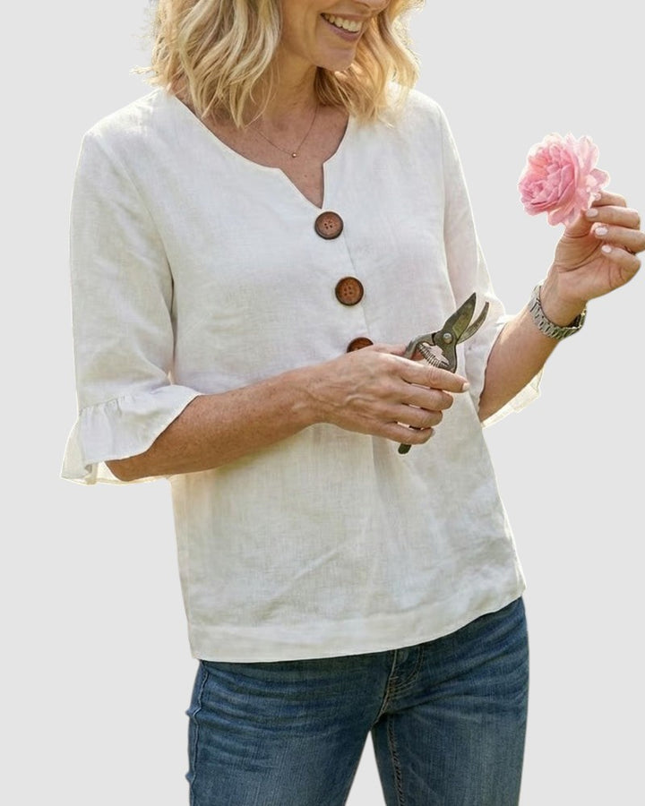 SOPHIA | LINEN BLEND BUTTON BLOUSE