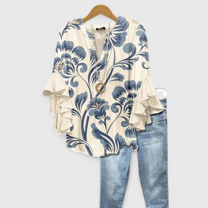 RUBY | FLORAL RUFFLE SLEEVE BLOUSE