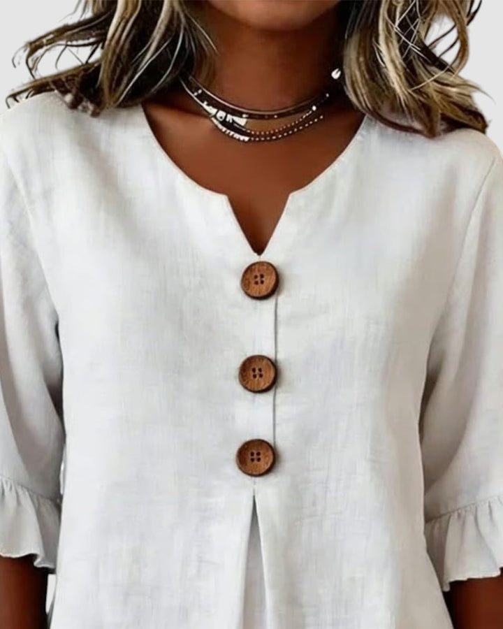 SOPHIA | LINEN BLEND BUTTON BLOUSE