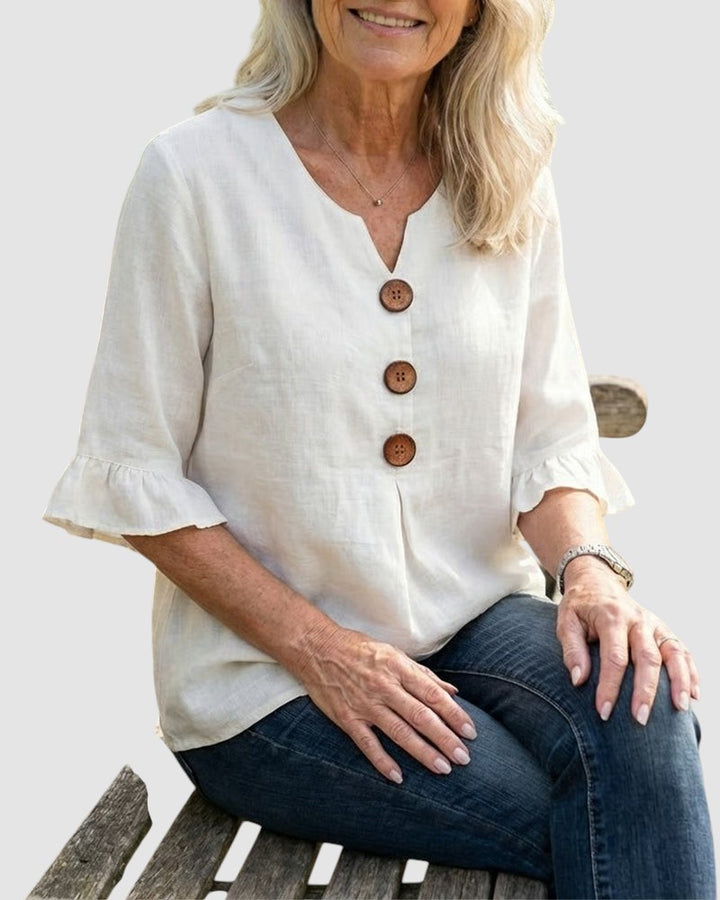 SOPHIA | LINEN BLEND BUTTON BLOUSE