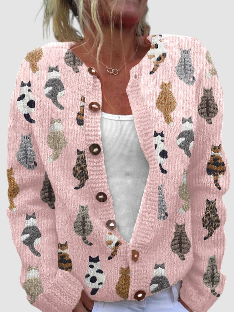BRAMLEY | CAT PRINT CARDIGAN