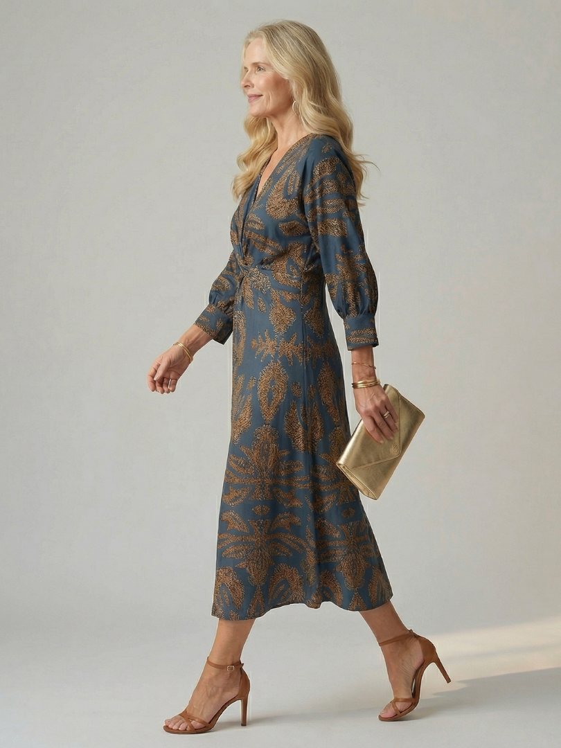 LUNE | NATURAL WRAP MIDI DRESS
