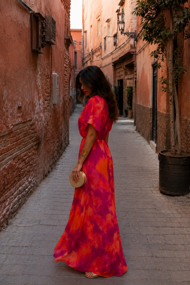 ISLA | SUNSET FLORAL HOLIDAY DRESS