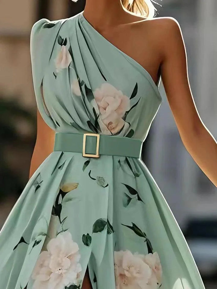 PHYLLIS | ONE-SHOULDER CHIFFON MAXI DRESS