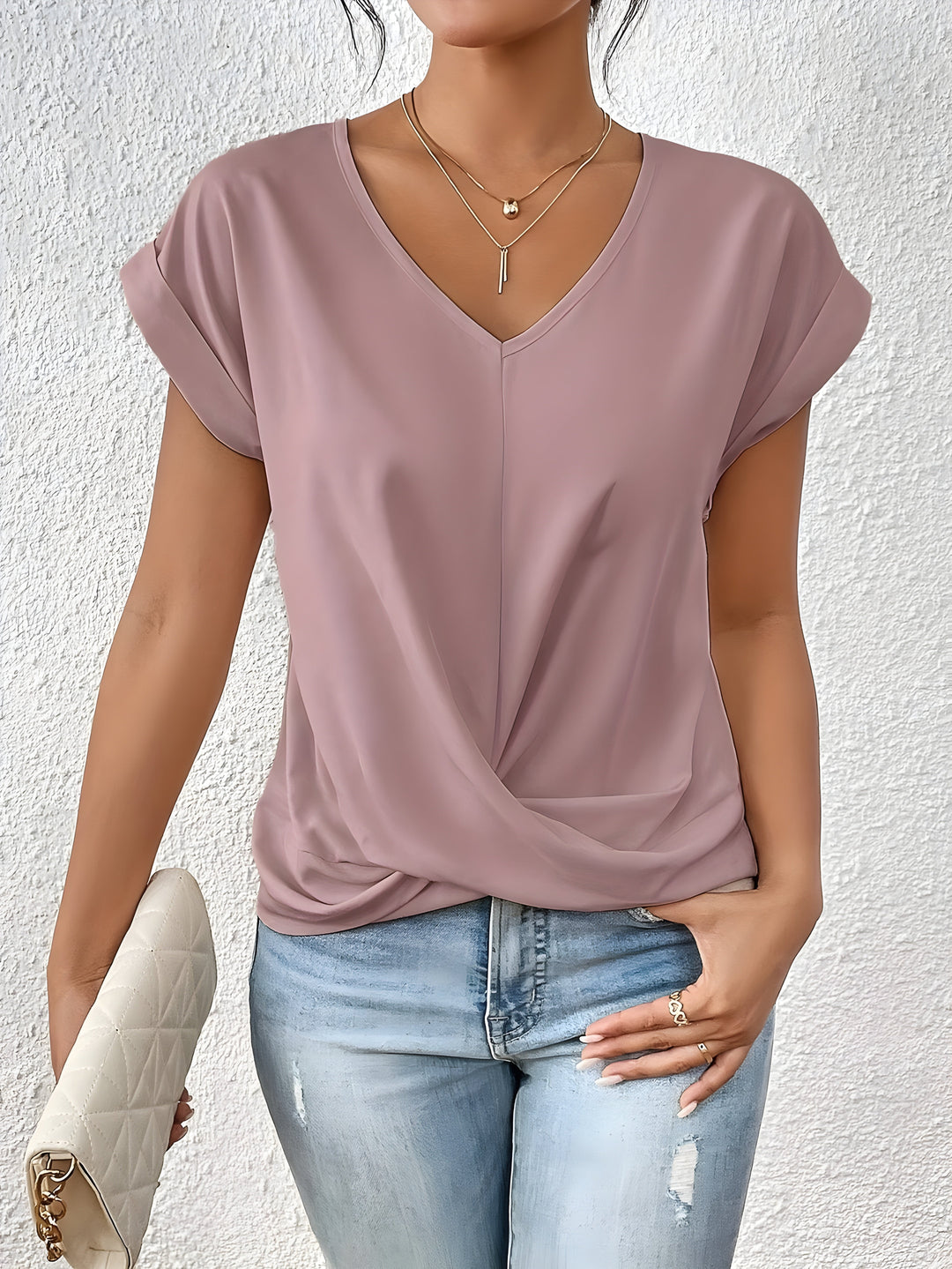 MAYA – V-NECK TOP WITH TWIST DETAIL