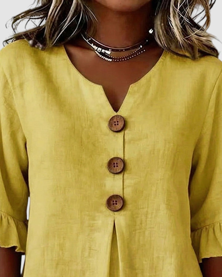 SOPHIA | LINEN BLEND BUTTON BLOUSE