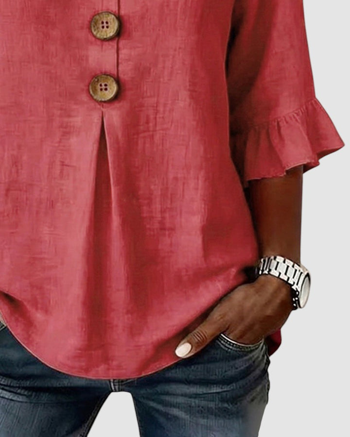 SOPHIA | LINEN BLEND BUTTON BLOUSE