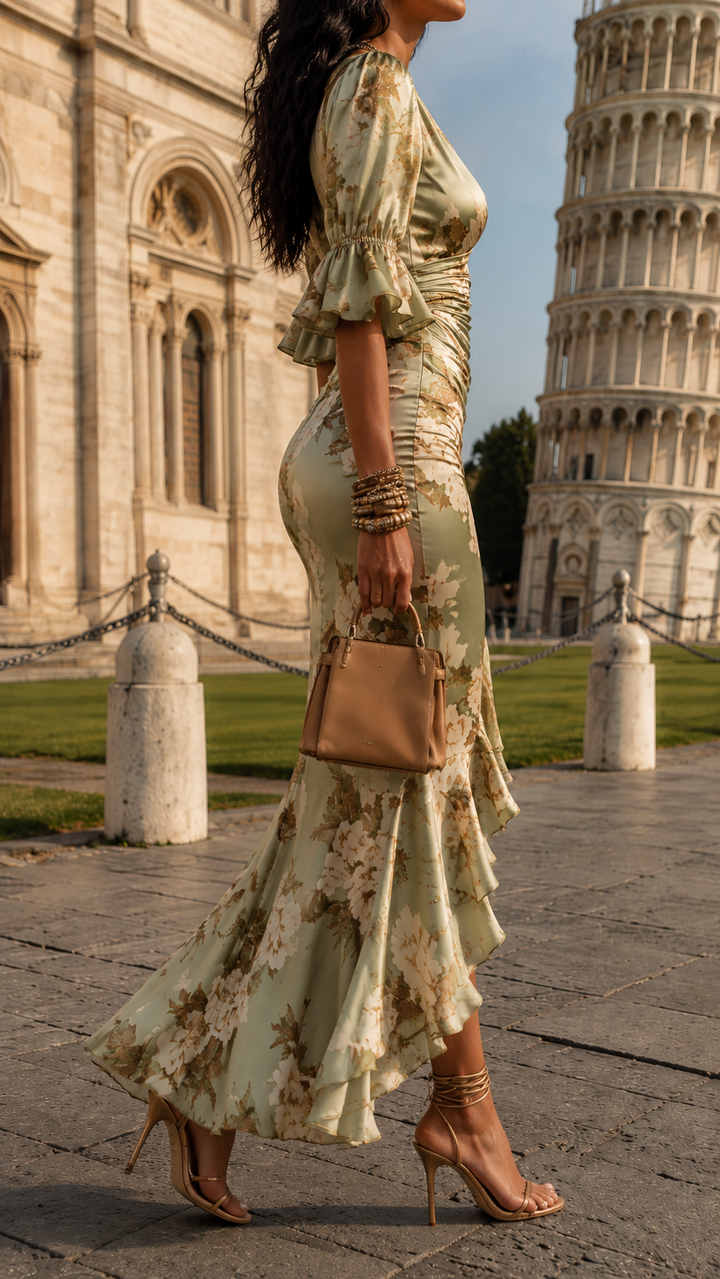 CHARLOTTE | SATIN WRAP MIDI DRESS