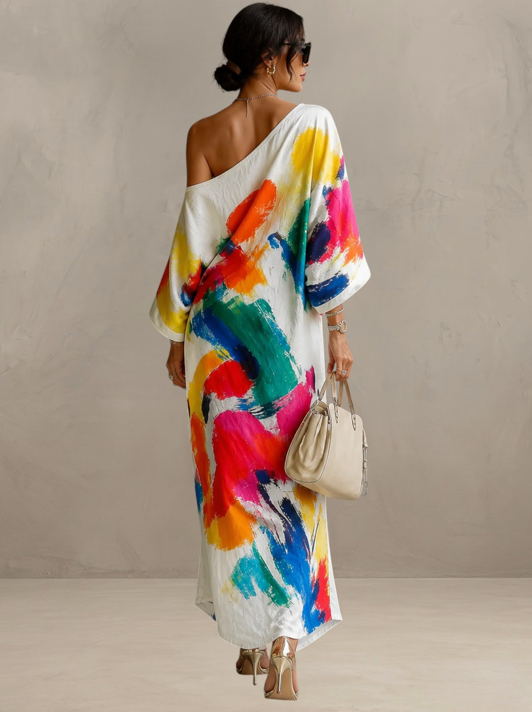 VALENZA | ONE-SHOULDER ARTISTIC MAXI DRESS
