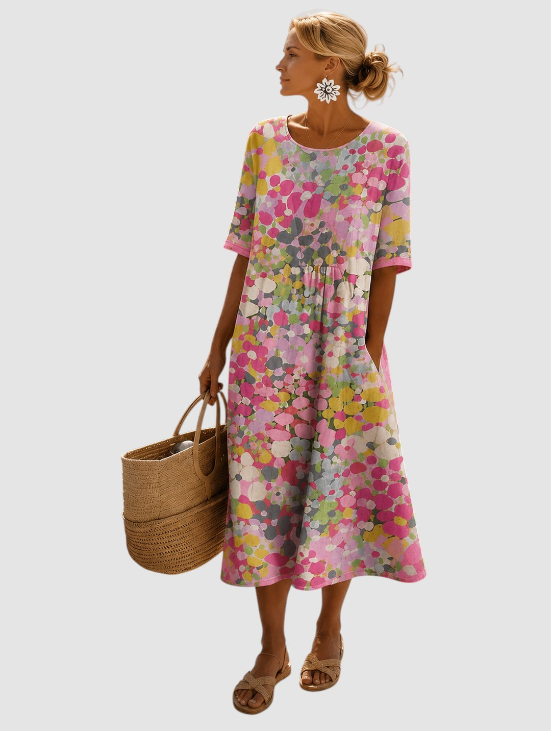 ELIANA | FLOWING FLORAL MIDI DRESS