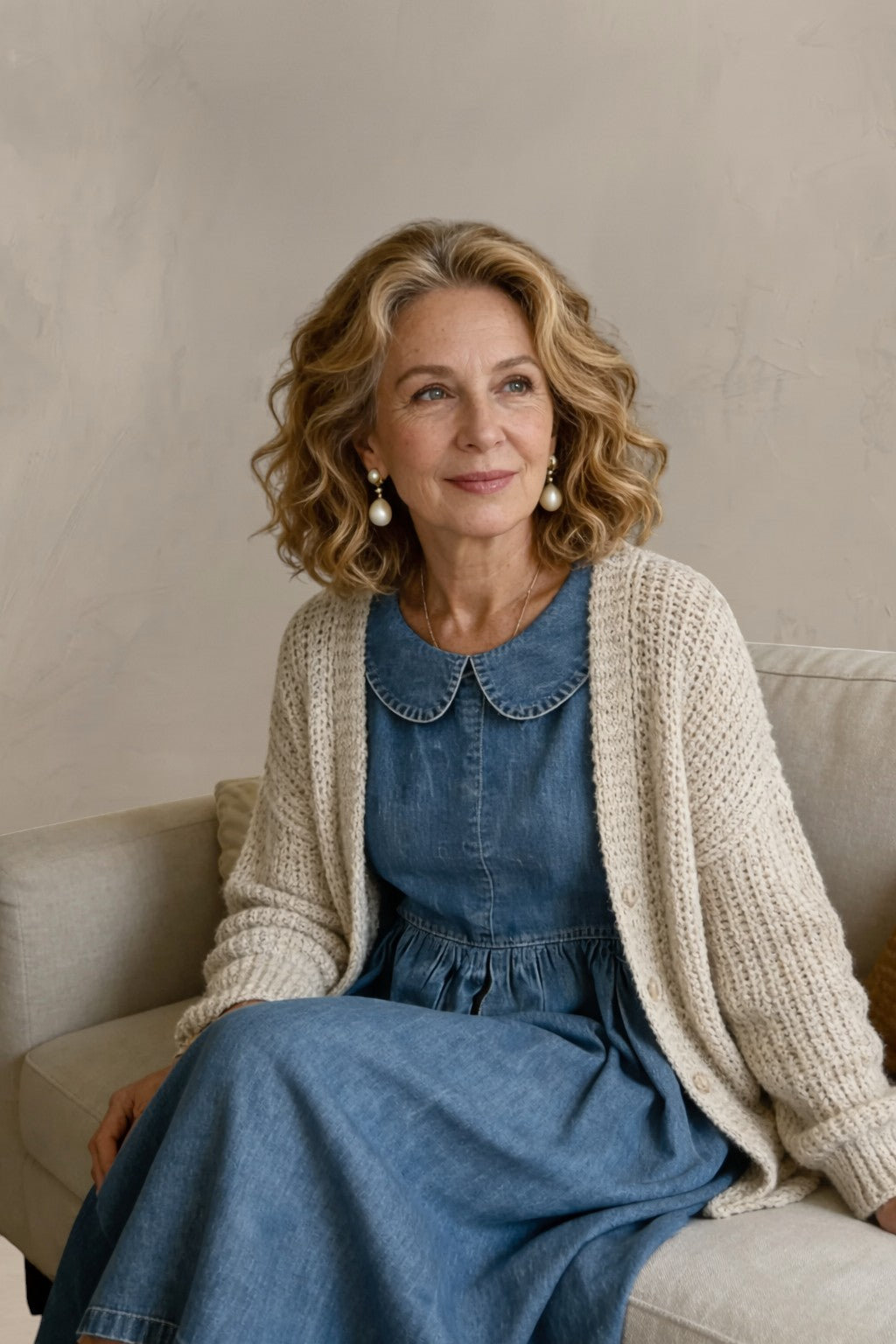 CELESTE | ELEGANT DENIM DRESS WITH PETER PAN COLLAR