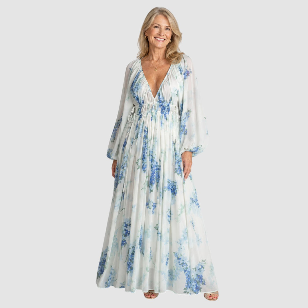 YVONNE | PRINTED CHIFFON MAXI DRESS