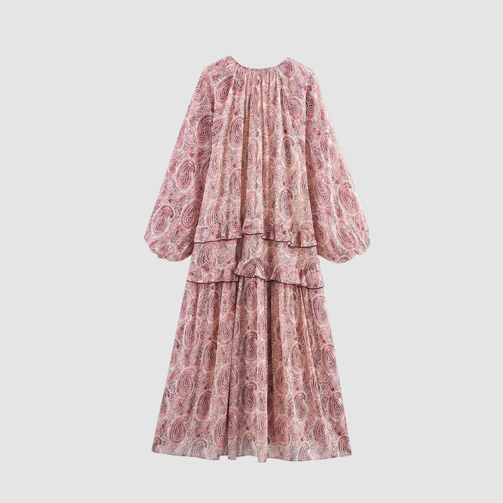 PAULINE | RUFFLE CHIFFON MIDI DRESS