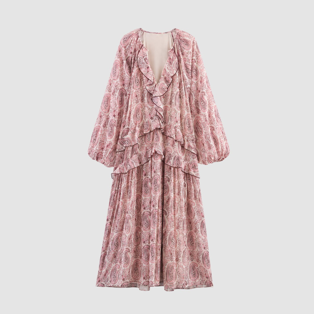 PAULINE | RUFFLE CHIFFON MIDI DRESS
