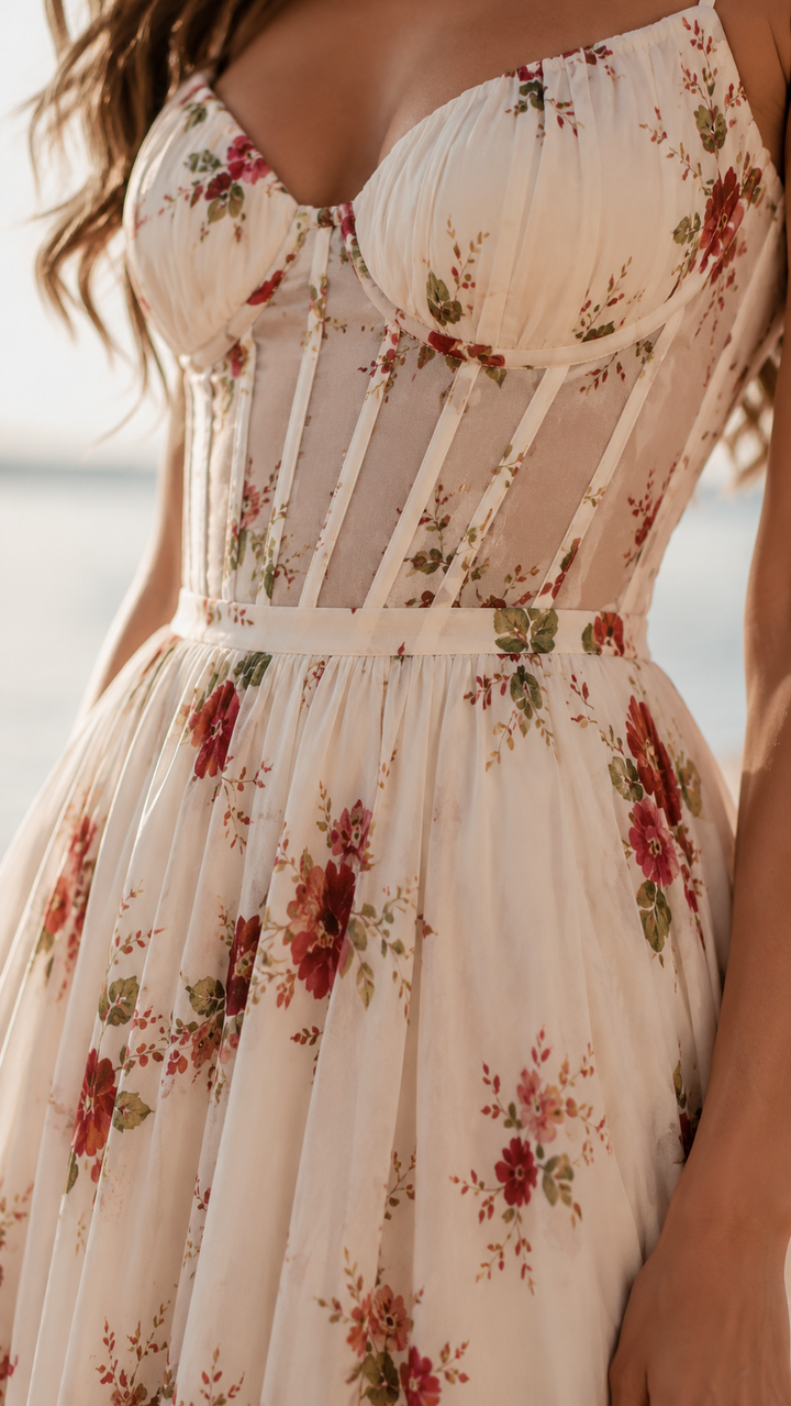 CÉLESTINE | FLORAL SUNSET MAXI DRESS