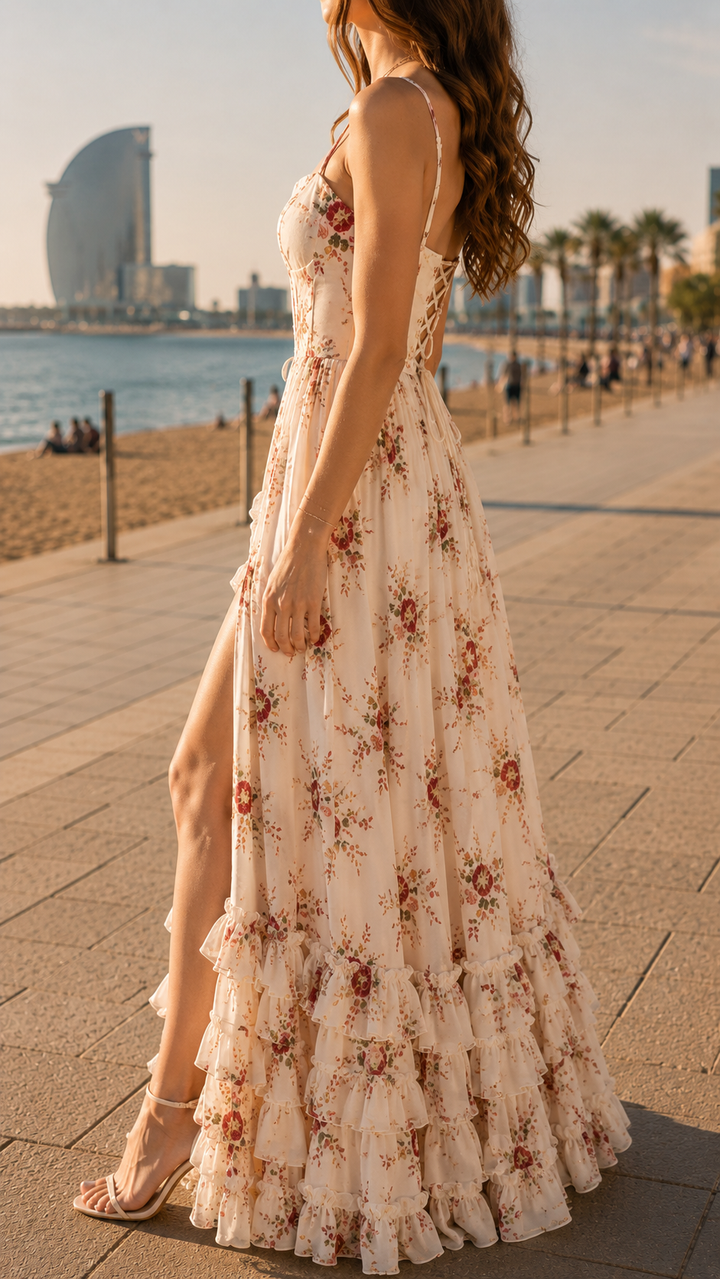CÉLESTINE | FLORAL SUNSET MAXI DRESS
