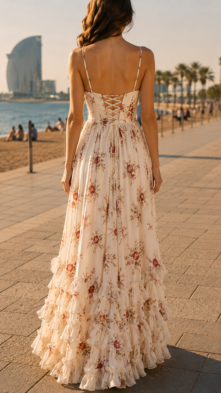CÉLESTINE | FLORAL SUNSET MAXI DRESS