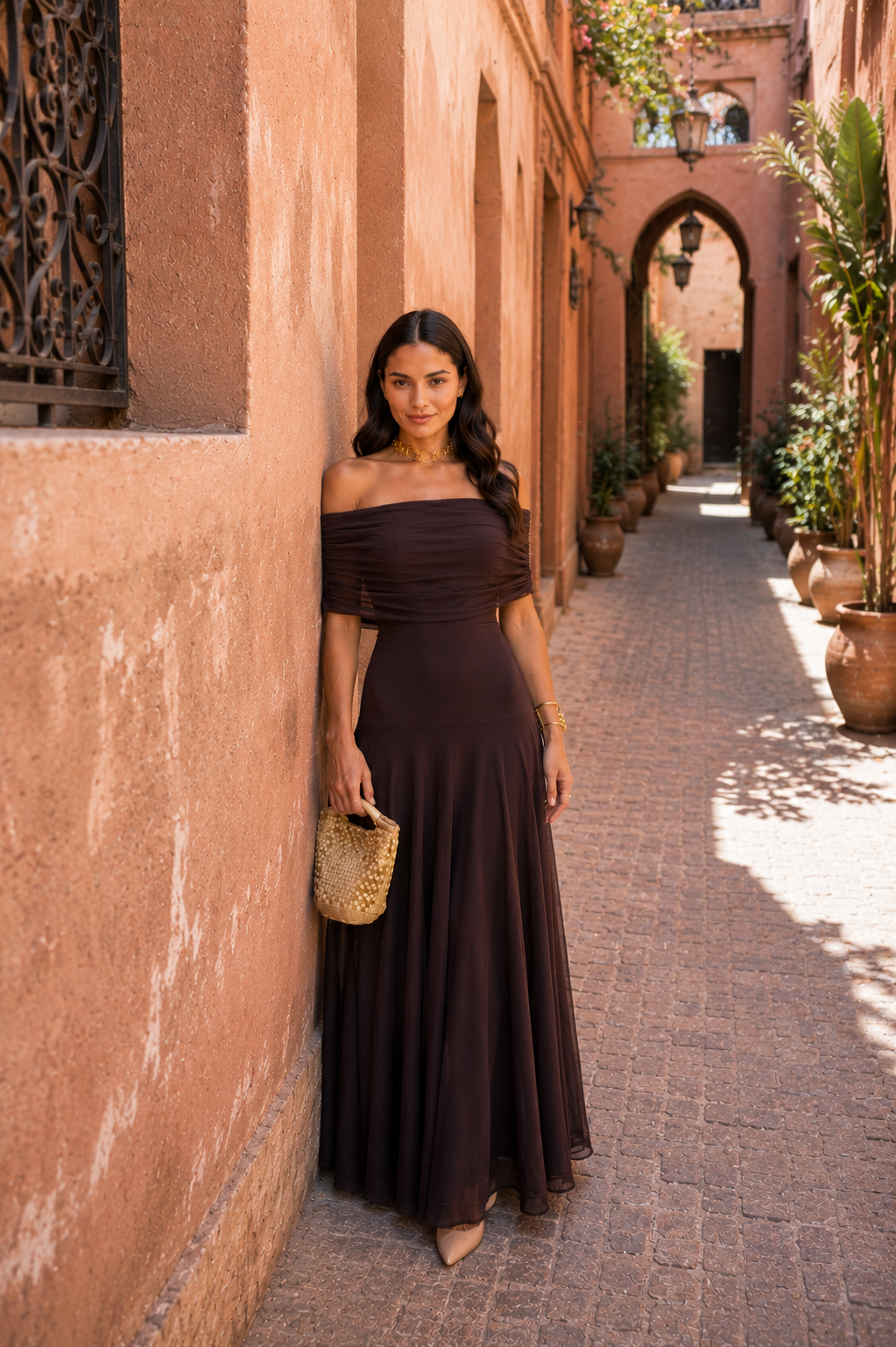 MIRELLA | CHOCOLATE BROWN FLOW DRESS