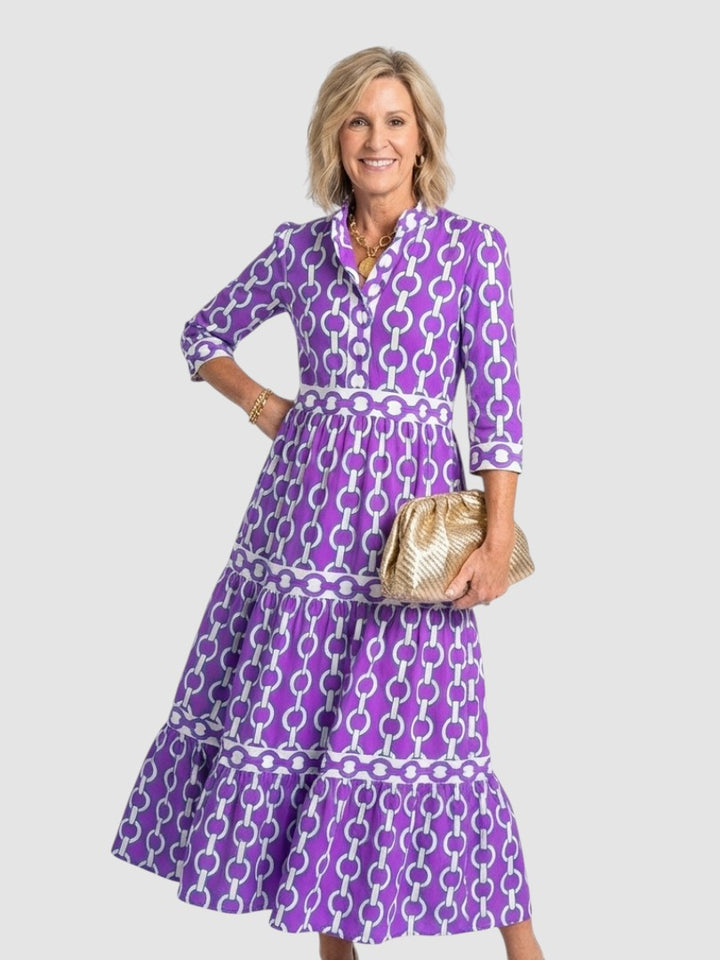 YSOLDE | CHAIN PATTERN MIDI DRESS