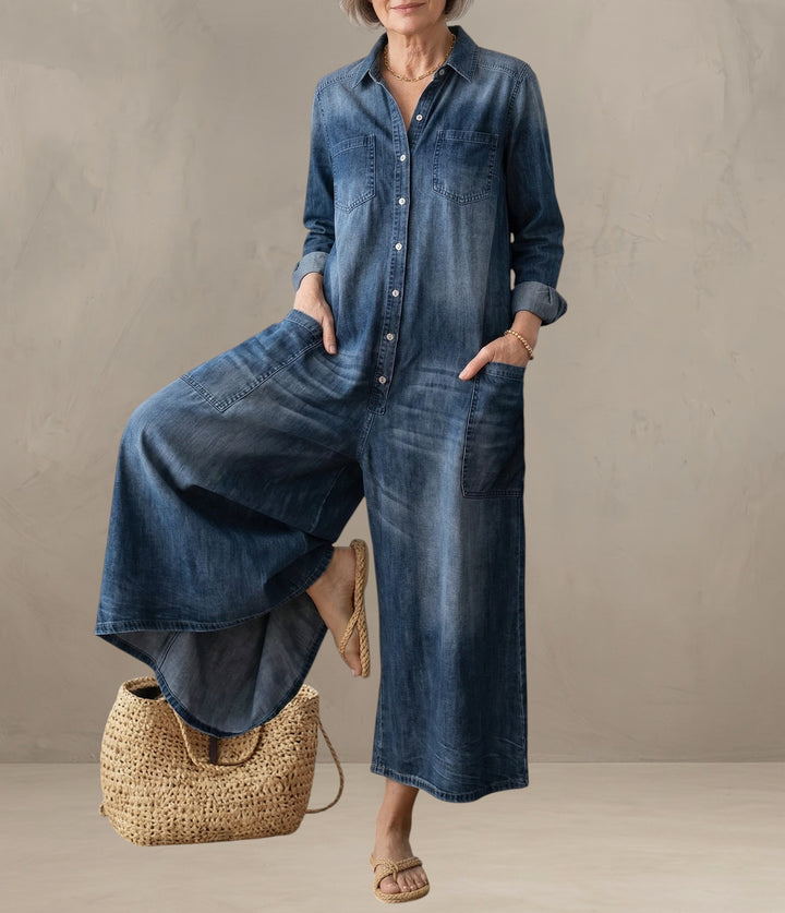 DIANA | VINTAGE DENIM JUMPSUIT WITH BUTTONS