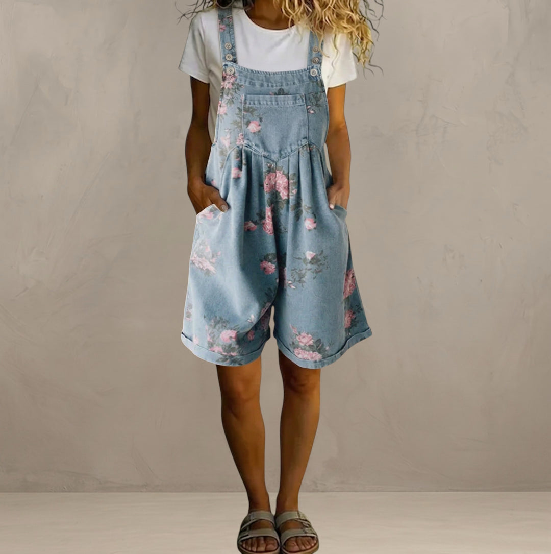 GIUDITTA | VINTAGE FLORAL DENIM JUMPSUIT