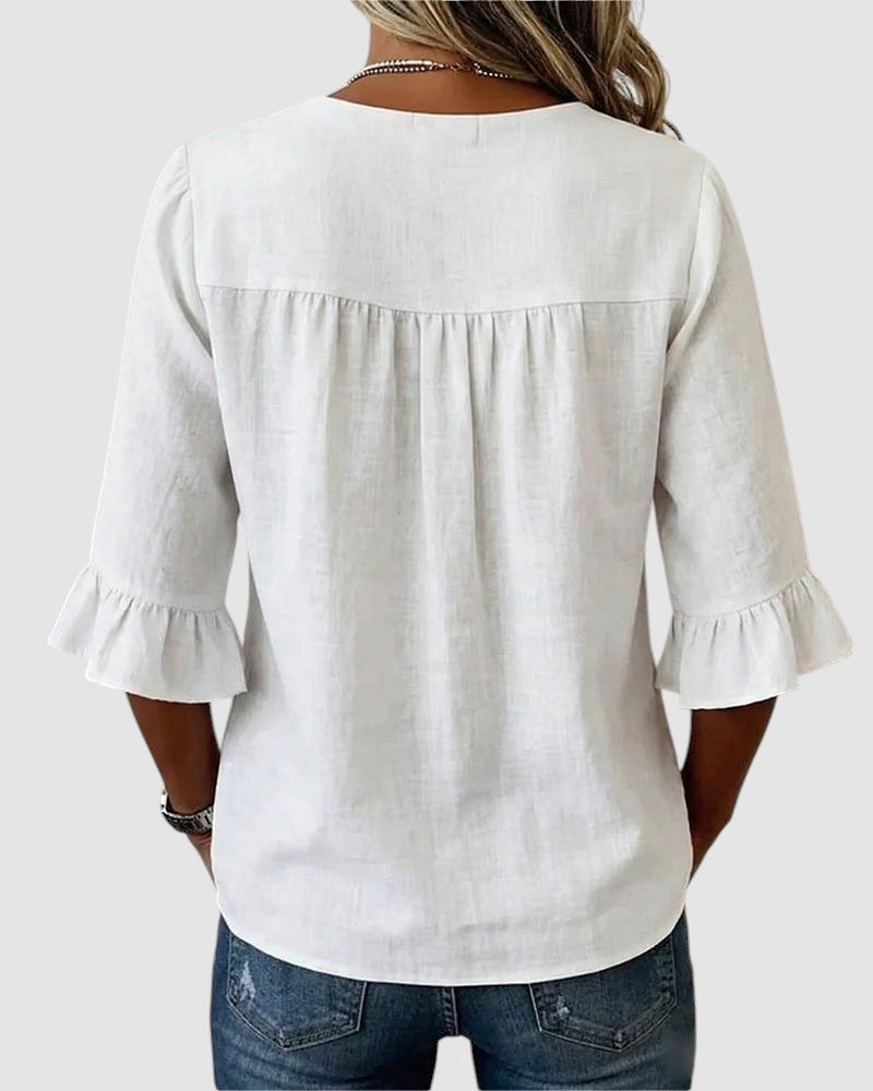SOPHIA | LINEN BLEND BUTTON BLOUSE