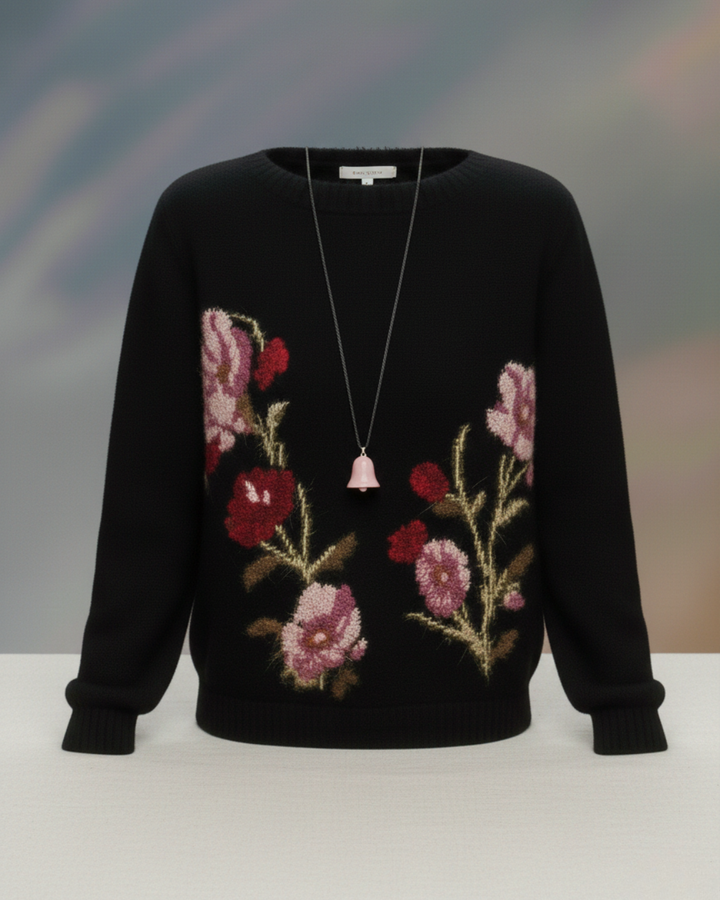 LIVIA | JACQUARD KNIT SWEATER BLACK