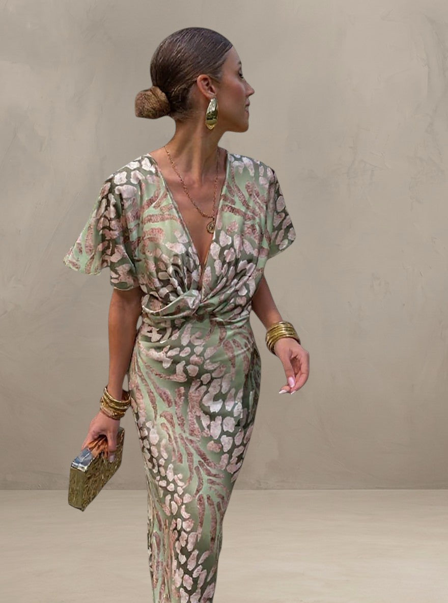 CLARANDRA | COPPER MIDI DRESS