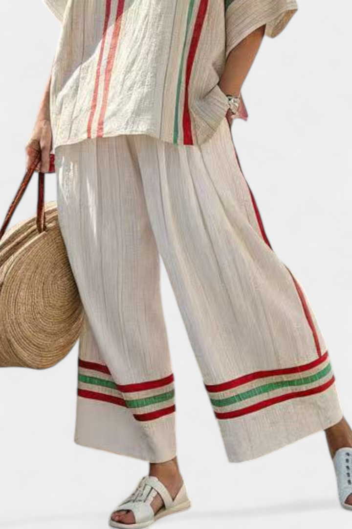 TRUVANE | COMFORTABLE BOHO PRINT BLOUSE & LOOSE-FIT TROUSERS