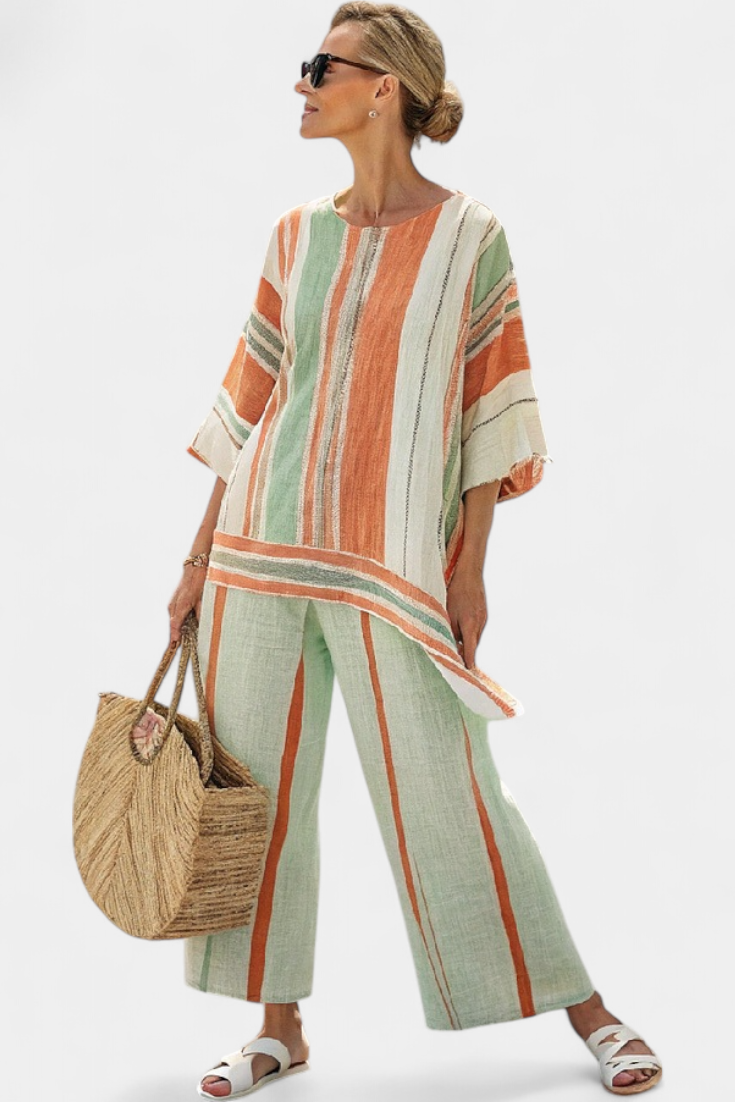 BELLMERE | ELEGANT ASYMMETRICAL TOP & WIDE-LEG TROUSERS