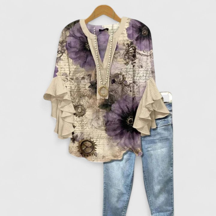 RUBY | FLORAL RUFFLE SLEEVE BLOUSE