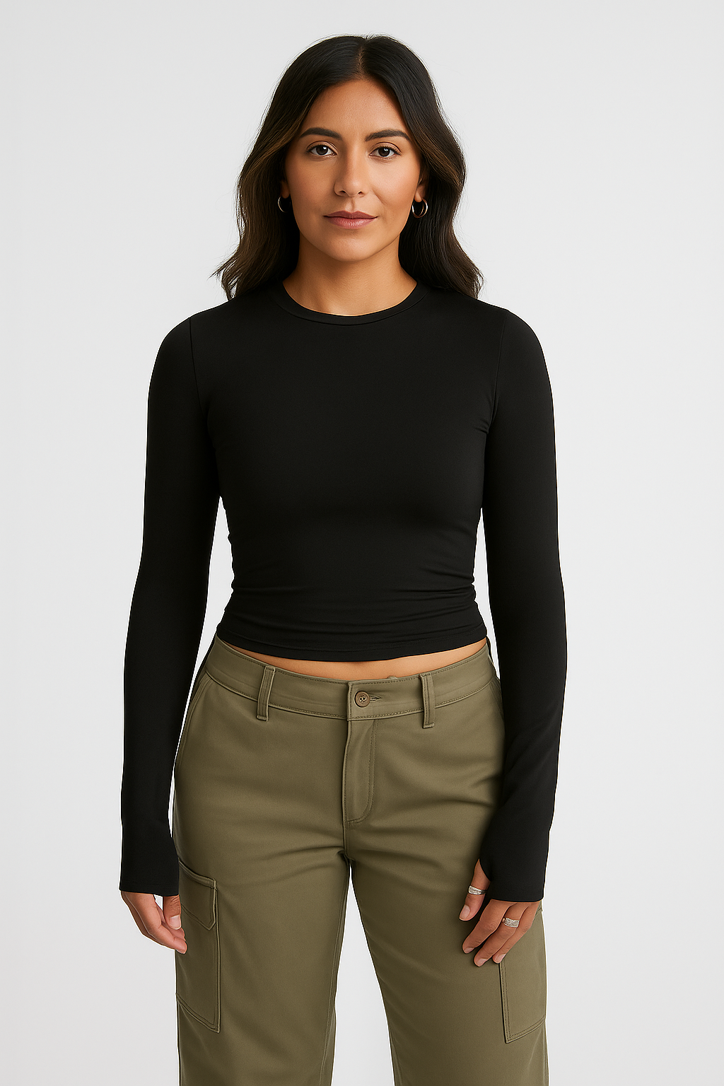 Womens Long Sleeve Top – Stretch Look, Slim & Stylish