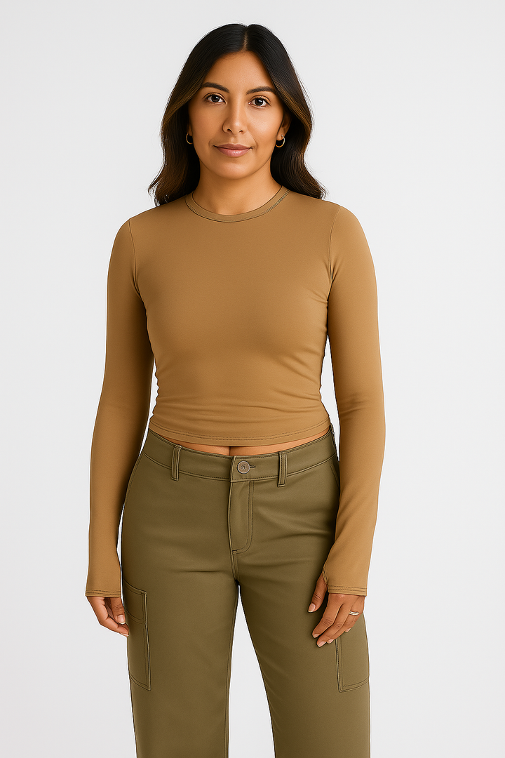 Womens Long Sleeve Top – Stretch Look, Slim & Stylish