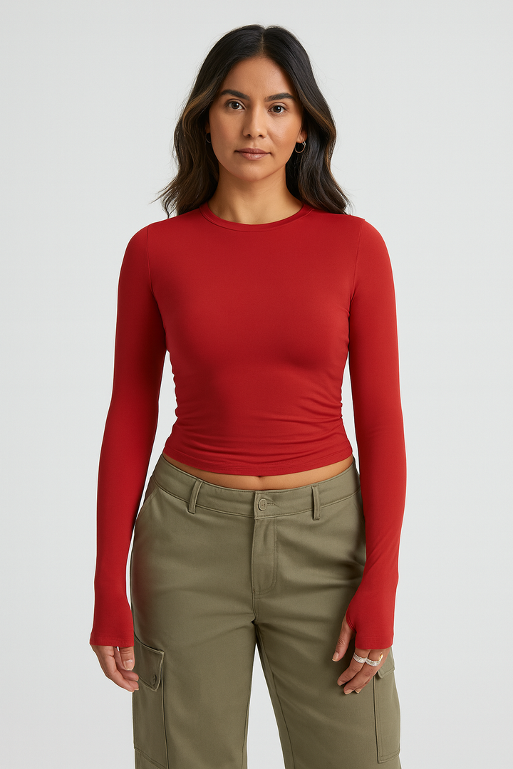 Womens Long Sleeve Top – Stretch Look, Slim & Stylish