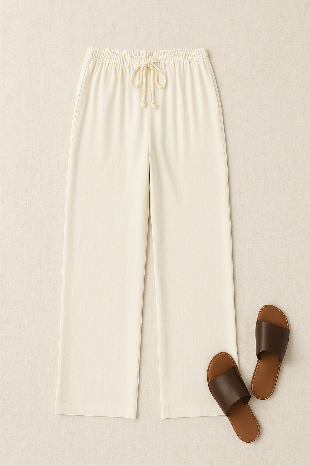 Women’s Trousers – Fabric-Look, High-Waisted & Flowing Wide-Leg