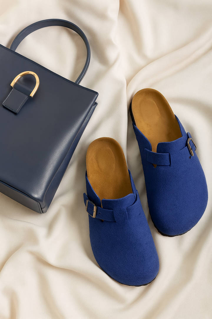 Women’s Sandals – Suede-Look Slip-On, Cushioned & Supportive