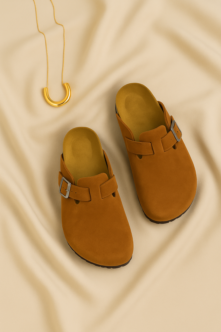 Women’s Sandals – Suede-Look Slip-On, Cushioned & Supportive